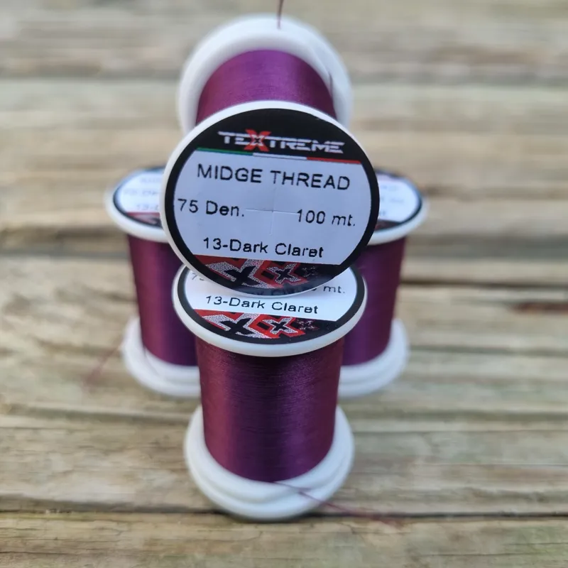 TEXTREME Midge Tying Thread 75dn in 13-Dark Claret-2